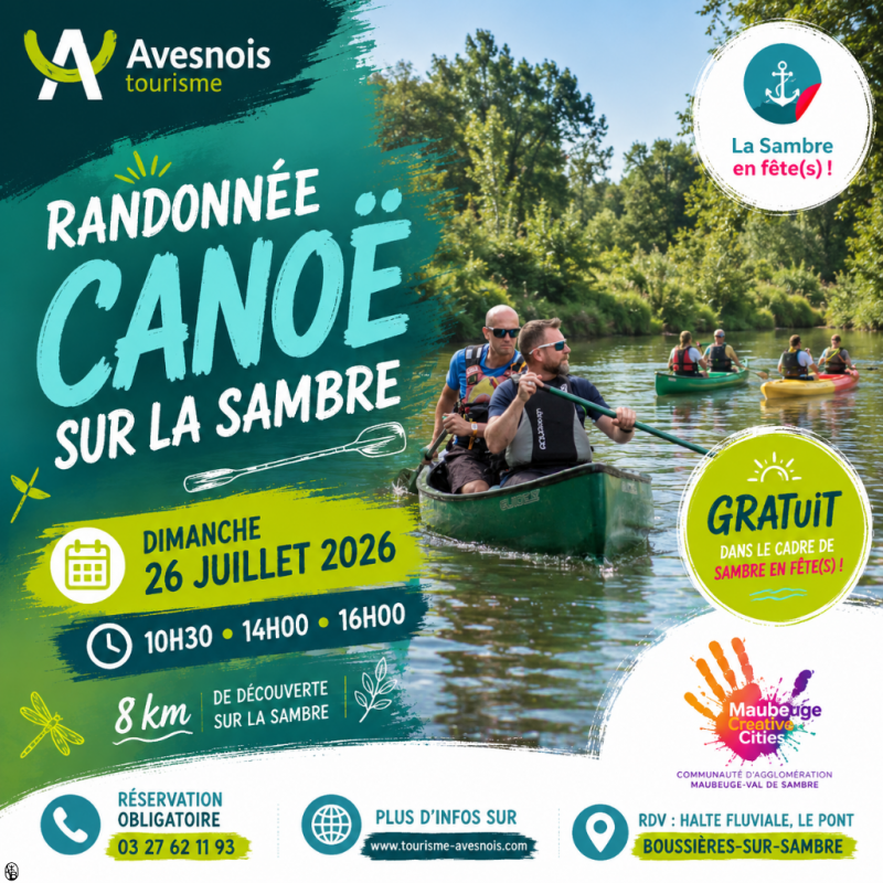 Les visites de l'été : Randonnée canoë sur la Sambre_Boussières-sur-Sambre